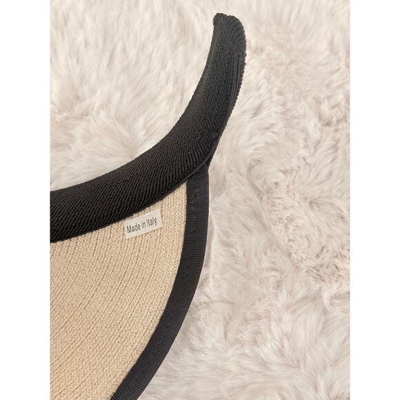 Renato Balestra Embellished Pearl Beaded Sun Visor‎ Hat Natural Straw - Picture 6 of 6